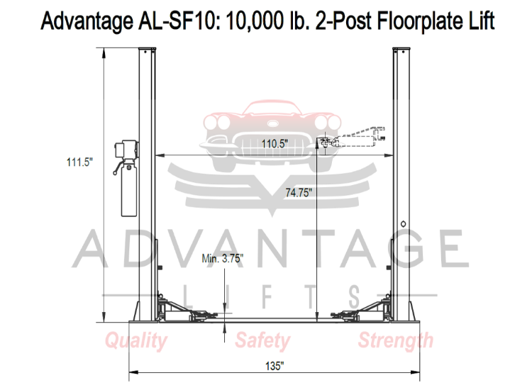 Advantage AL-SF10 2-Post Floor Plate / Symmetric Lift