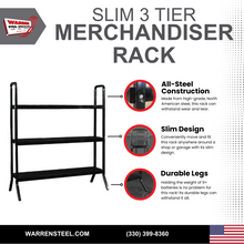 Load image into Gallery viewer, Slim 3 Tier Merchandiser Rack | Stationary | American Made
