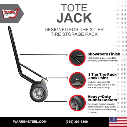 Tote Jack for 3 Tier Tire Storage Rack | Heavy-Duty Casters