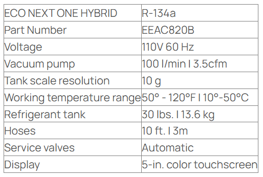 Ecotechnics EEAC820B A/C Machine, R-134a